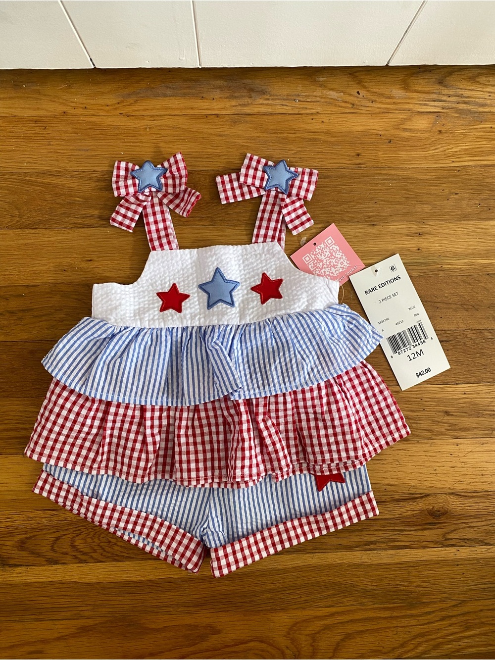 Rare Editions Baby Girl 2-Piece Patriotic Seersucker Set | NWT | 12M